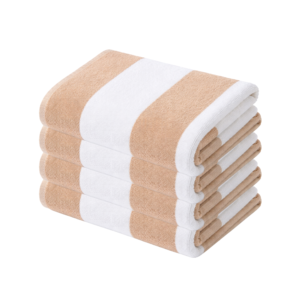 Paquete toallas de alberca beige con blanco